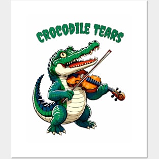 Crocodile playing violin Posters and Art